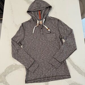 Ruff Hewn Henley Pullover Hoodie Lightweight Sweatshirt Mens Small Heather Brown